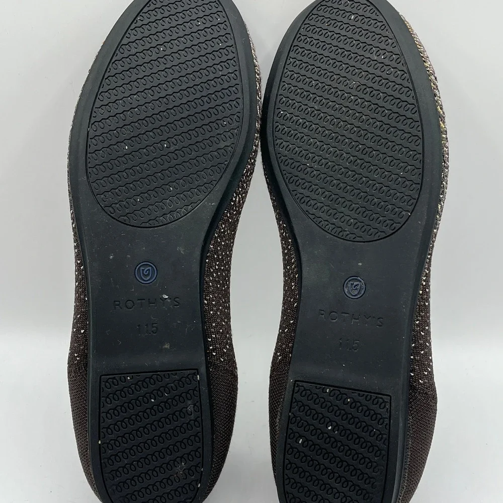 Rothys The Loafer Twilight Metallic Ombre Flat Chocolate Silver Wms Sz 11.5